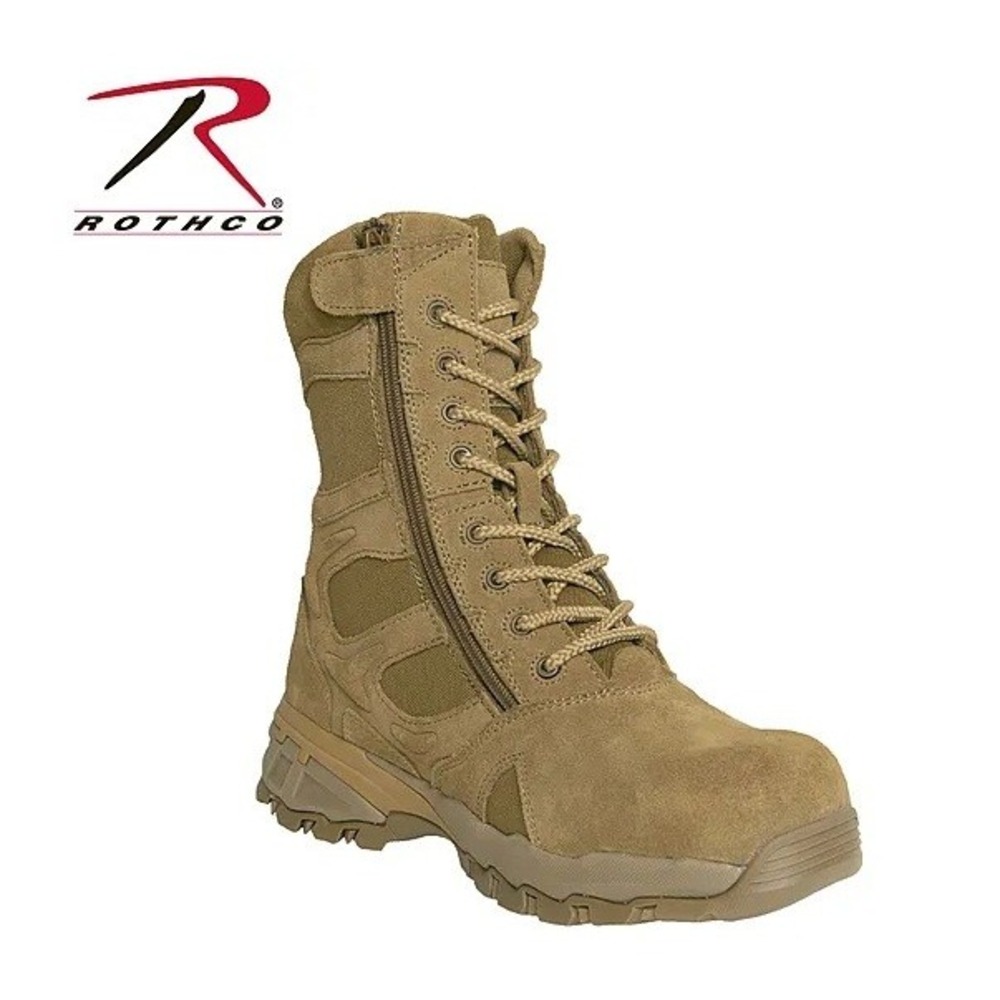 Rothco Forced Entry Steel Toe Tactical Boot Tan Brown Zipper Men's Sz 10 hunting